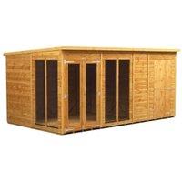 Powersheds Pent Shiplap Dip Treated Summerhouse including 4ft Side Store - 14 x 8ft