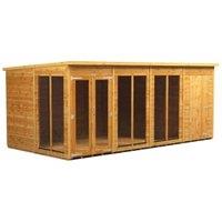 Powersheds Pent Shiplap Dip Treated Summerhouse including 4ft Side Store - 16 x 8ft