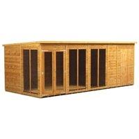 Powersheds Pent Shiplap Dip Treated Summerhouse including 4ft Side Store - 18 x 8ft