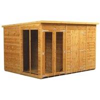 Powersheds Pent Shiplap Dip Treated Summerhouse including 6ft Side Store - 10 x 8ft
