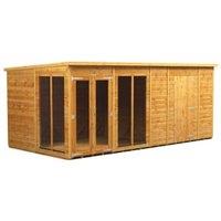 Powersheds Pent Shiplap Dip Treated Summerhouse including 6ft Side Store - 16 x 8ft