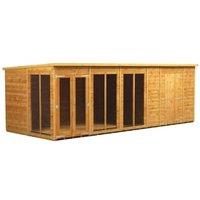 Powersheds Pent Shiplap Dip Treated Summerhouse including 6ft Side Store - 20 x 8ft
