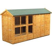 Powersheds Apex Shiplap Dip Treated Potting Shed including 6ft Side Store - 12 x 4ft