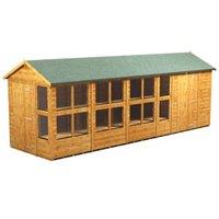 Powersheds Apex Shiplap Dip Treated Potting Shed including 6ft Side Store - 20 x 6ft
