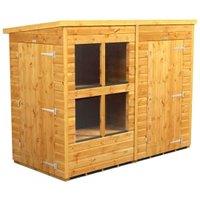 Powersheds Pent Shiplap Dip Treated Potting Shed including 4ft Side Store - 8 x 4ft