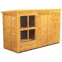 Powersheds Pent Shiplap Dip Treated Potting Shed including 6ft Side Store - 10 x 4ft