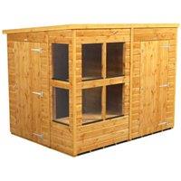 Powersheds Pent Shiplap Dip Treated Potting Shed including 4ft Side Store - 8 x 6ft