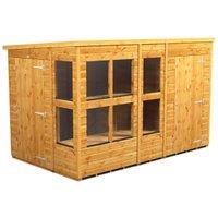 Powersheds Pent Shiplap Dip Treated Potting Shed including 4ft Side Store - 10 x 6ft