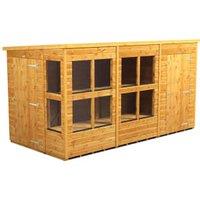 Powersheds Pent Shiplap Dip Treated Potting Shed including 4ft Side Store - 12 x 6ft