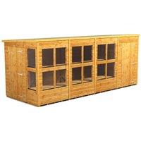 Powersheds Pent Shiplap Dip Treated Potting Shed including 4ft Side Store - 16 x 6ft