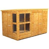 Powersheds Pent Shiplap Dip Treated Potting Shed including 6ft Side Store - 10 x 6ft
