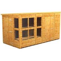 Powersheds Pent Shiplap Dip Treated Potting Shed including 6ft Side Store - 12 x 6ft