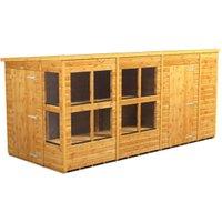 Powersheds Pent Shiplap Dip Treated Potting Shed including 6ft Side Store - 14 x 6ft