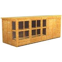 Powersheds Pent Shiplap Dip Treated Potting Shed including 6ft Side Store - 16 x 6ft