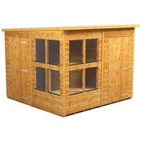 Powersheds Pent Shiplap Dip Treated Potting Shed including 4ft Side Store - 8 x 8ft