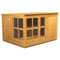 Powersheds Pent Shiplap Dip Treated Potting Shed including 4ft Side Store - 10 x 8ft