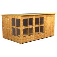 Powersheds Pent Shiplap Dip Treated Potting Shed including 4ft Side Store - 12 x 8ft