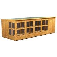 Powersheds Pent Shiplap Dip Treated Potting Shed including 4ft Side Store - 20 x 8ft