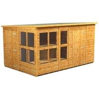 Powersheds Pent Shiplap Dip Treated Potting Shed including 6ft Side Store - 12 x 8ft