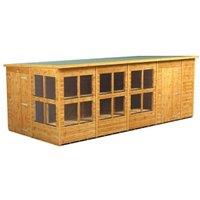 Powersheds Pent Shiplap Dip Treated Potting Shed including 6ft Side Store - 18 x 8ft