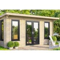 Powersheds Central Doors Pent Notched Logs Log Cabin - 16 x 10ft