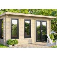 Powersheds Right Hand Door Pent Notched Logs Log Cabin - 16 x 14ft