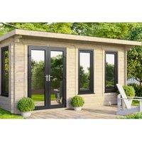 Powersheds Left Hand Door Pent Notched Logs Log Cabin - 16 x 14ft