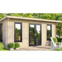 Powersheds Central Doors Pent Notched Logs Log Cabin - 18 x 10ft
