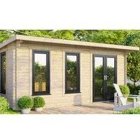Powersheds Right Hand Door Pent Notched Logs Log Cabin - 18 x 10ft
