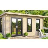 Powersheds Left Hand Door Pent Notched Logs Log Cabin - 18 x 10ft
