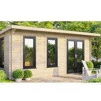 Powersheds Right Hand Door Pent Notched Logs Log Cabin - 18 x 12ft