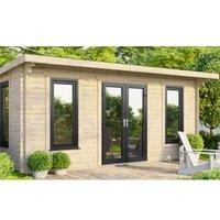 Powersheds Central Doors Pent Notched Logs Log Cabin - 18 x 14ft