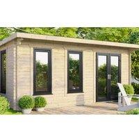 Powersheds Right Hand Door Pent Notched Logs Log Cabin - 18 x 14ft