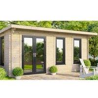 Powersheds Left Hand Door Pent Notched Logs Log Cabin - 18 x 14ft