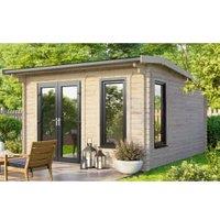Powersheds Left Hand Door Apex Notched Logs Log Cabin - 12 x 12ft