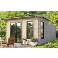 Powersheds Left Hand Door Apex Notched Logs Log Cabin - 12 x 14ft