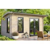 Powersheds Right Hand Door Apex Notched Logs Log Cabin - 14 x 8ft