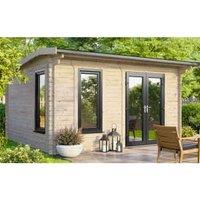 Powersheds Right Hand Door Apex Notched Logs Log Cabin - 14 x 10ft