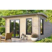 Powersheds Left Hand Door Apex Notched Logs Log Cabin - 14 x 12ft