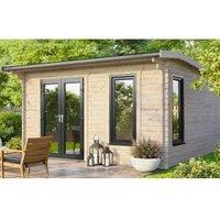 Powersheds Left Hand Door Apex Notched Logs Log Cabin - 14 x 14ft