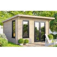 Powersheds Right Hand Door Pent Notched Logs Log Cabin - 12 x 10ft