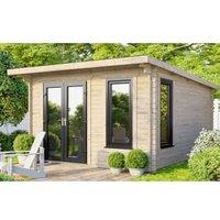 Powersheds Left Hand Door Pent Notched Logs Log Cabin - 12 x 12ft