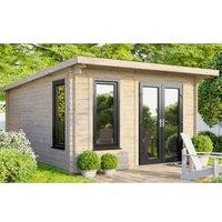 Powersheds Right Hand Door Pent Notched Logs Log Cabin - 12 x 14ft