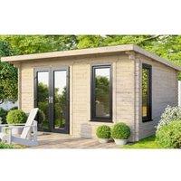 Powersheds Left Hand Door Pent Notched Logs Log Cabin - 14 x 10ft