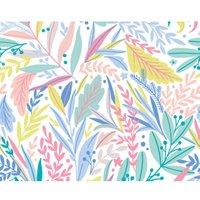 Origin Murals Patterned Leaves Pastel Wall Mural - 3 x 2.4m