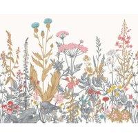 Origin Murals Botanical Fleur Dove & Coral Wall Mural - 3 x 2.4m