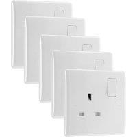 BG 13A Single Gang Curve White Single Switched Socket - Pack of 5
