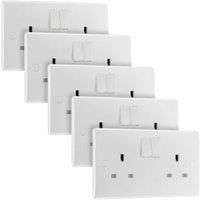 BG Switched 13A 2 Gang Switched Socket - White - Pack of 5