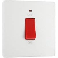 BG Evolve 45A Square Double Pole Switch with LED Power Indicator - Pearlescent White