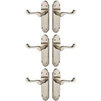 Brora Brushed Nickel Lever Latch Door Handle - 3 Pairs